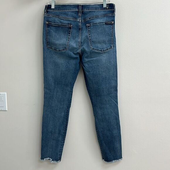 7 for all mankind distressed high rise heart 💜 skinny jeans - Picture 4 of 6